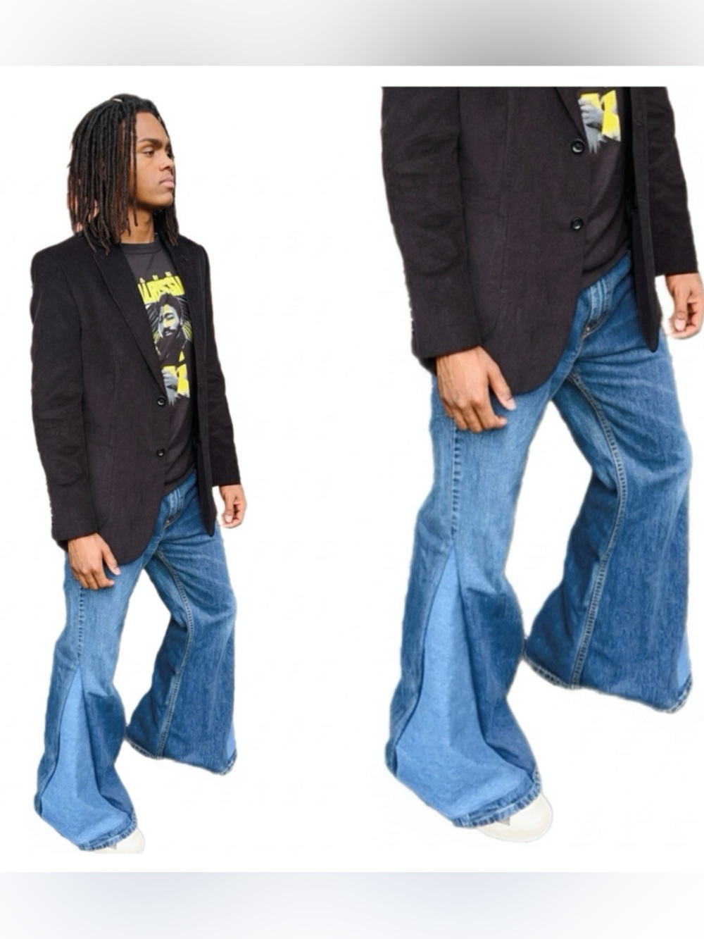 Flare Jeans Patchwork Handmade Upcycled Mens Jeans